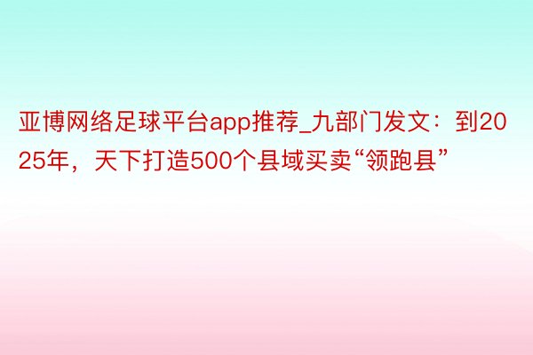 亚博网络足球平台app推荐_九部门发文：到2025年，天下打造500个县域买卖“领跑县”